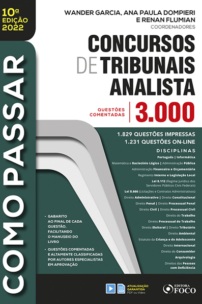 Capa do livro Concursos de tribunais analista: 3.000 questões comentadas