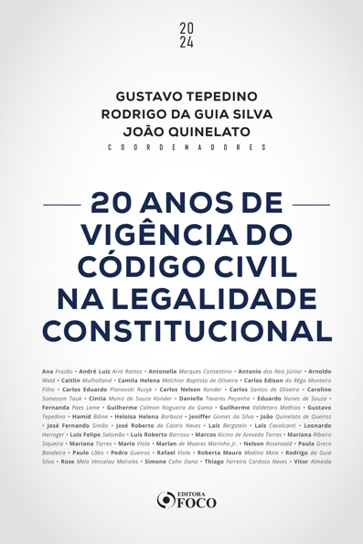 Capa do livro 20 anos de vigência do código civil na legalidade constitucional